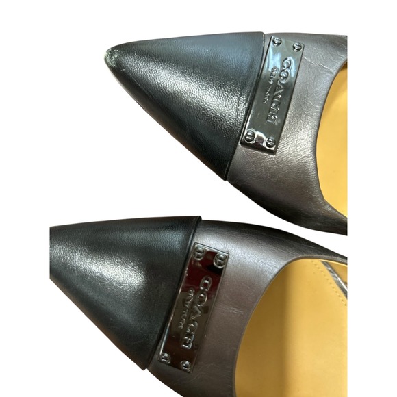 Coach Black Silver Pointed Toe Kitten Heel Pumps Women's Size 9B - Picture 10 of 11